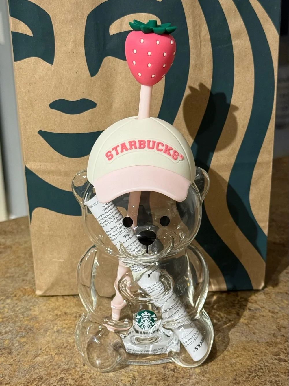🩷New Starbucks Pink Bearista Glass Cup (Exclusive)